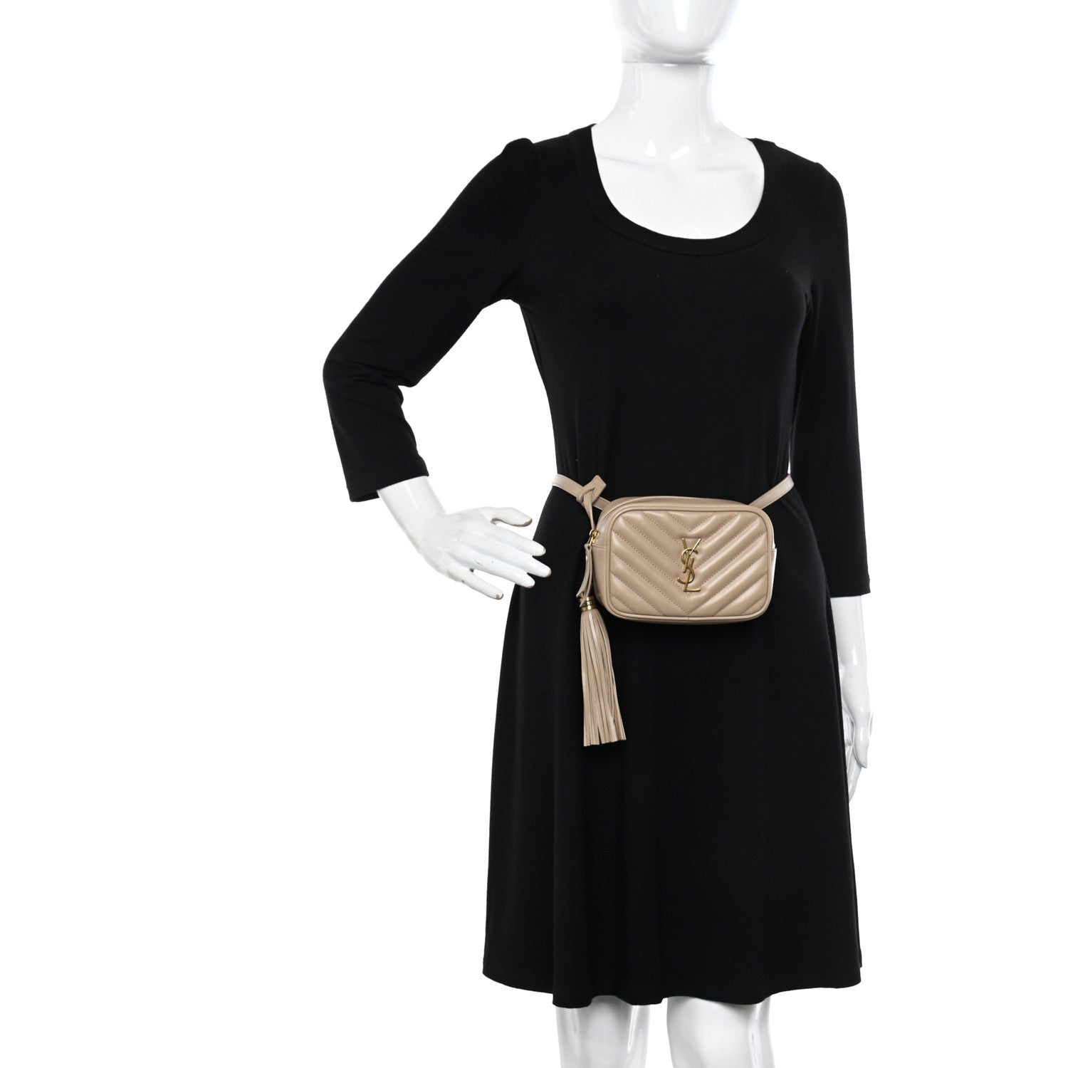 Saint Laurent Calfskin Matelasse Monogram Lou Belt Bag Natural 2 of 10