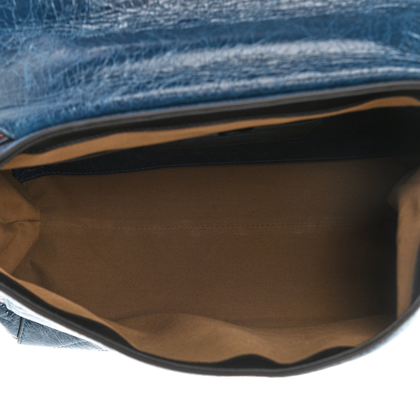 Creased Patent Calfskin Medium ID Flap Oil Blue