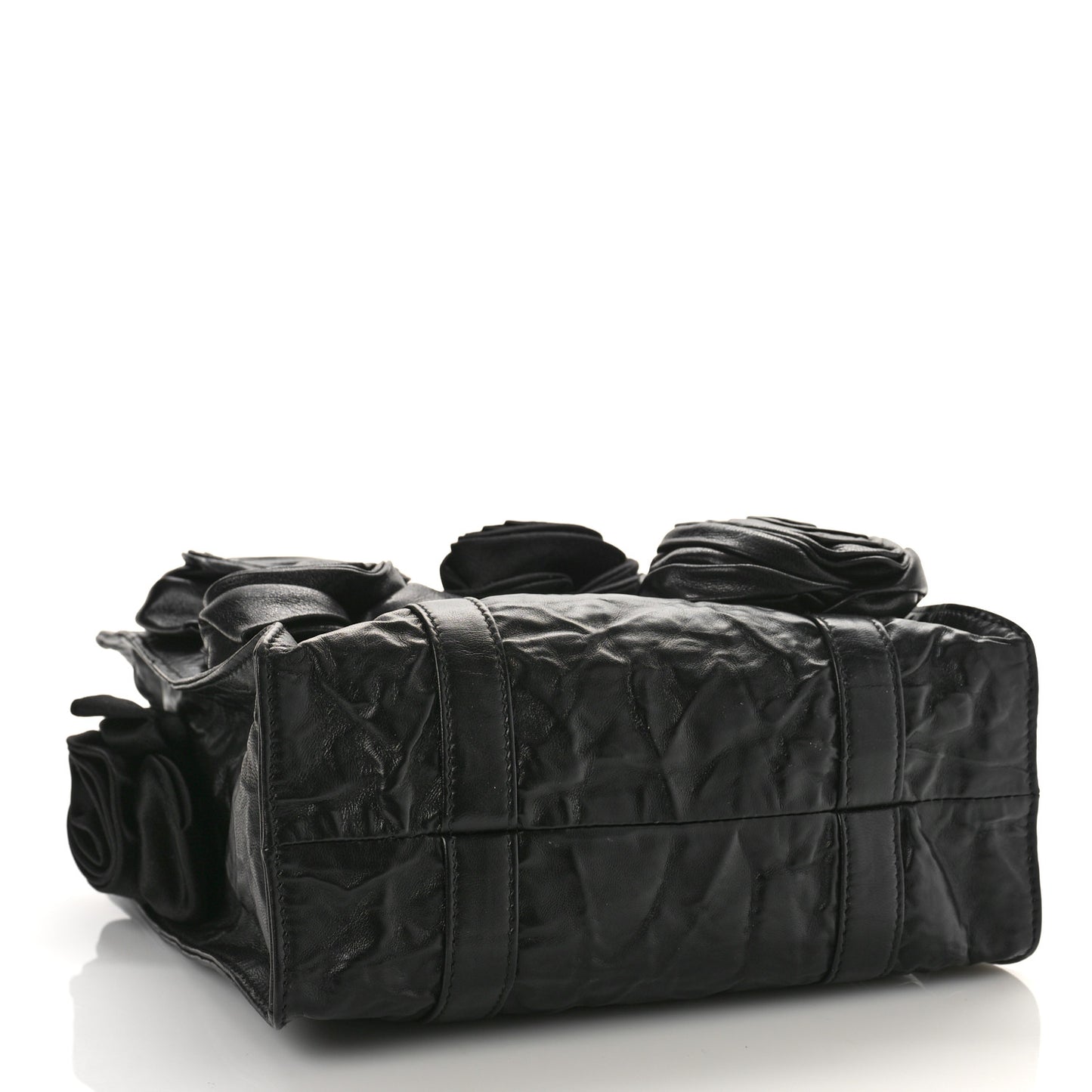 Nappa Antique Rosette Flower Mini Tote Bag Black