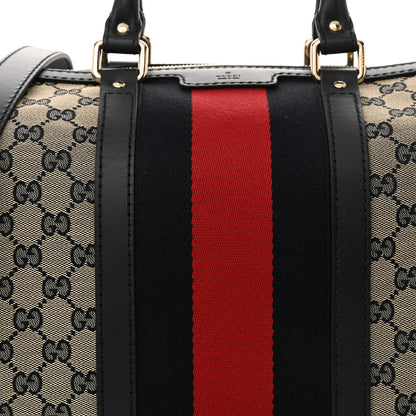 Gucci Monogram Selleria Calfskin Vintage Web Medium Boston Beige Blue 7 of 12