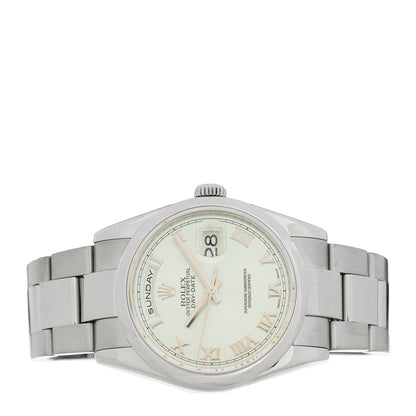Rolex 18K White Gold 36mm Oyster Perpetual Day-Date Watch Ice Blue Roman 118209 2 of 4