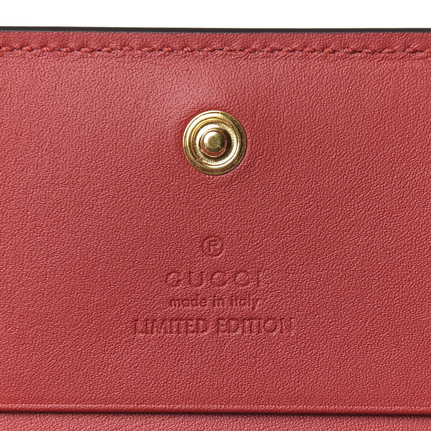 GG Supreme Monogram Bosco Patch Card Case Wallet Beige Malva Hibiscus Red