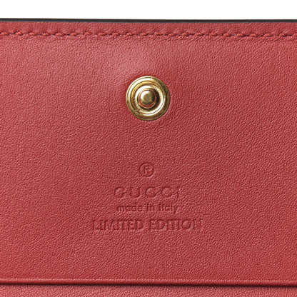 Gucci GG Supreme Monogram Bosco Patch Card Case Wallet Beige Malva Hibiscus Red 6 of 8
