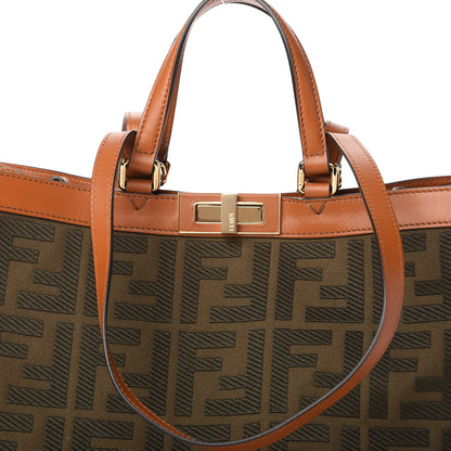 Fendi Canvas Vitello King FF Embroidered Medium Peekaboo X-Tote Amazzonia Cuoio 10 of 10