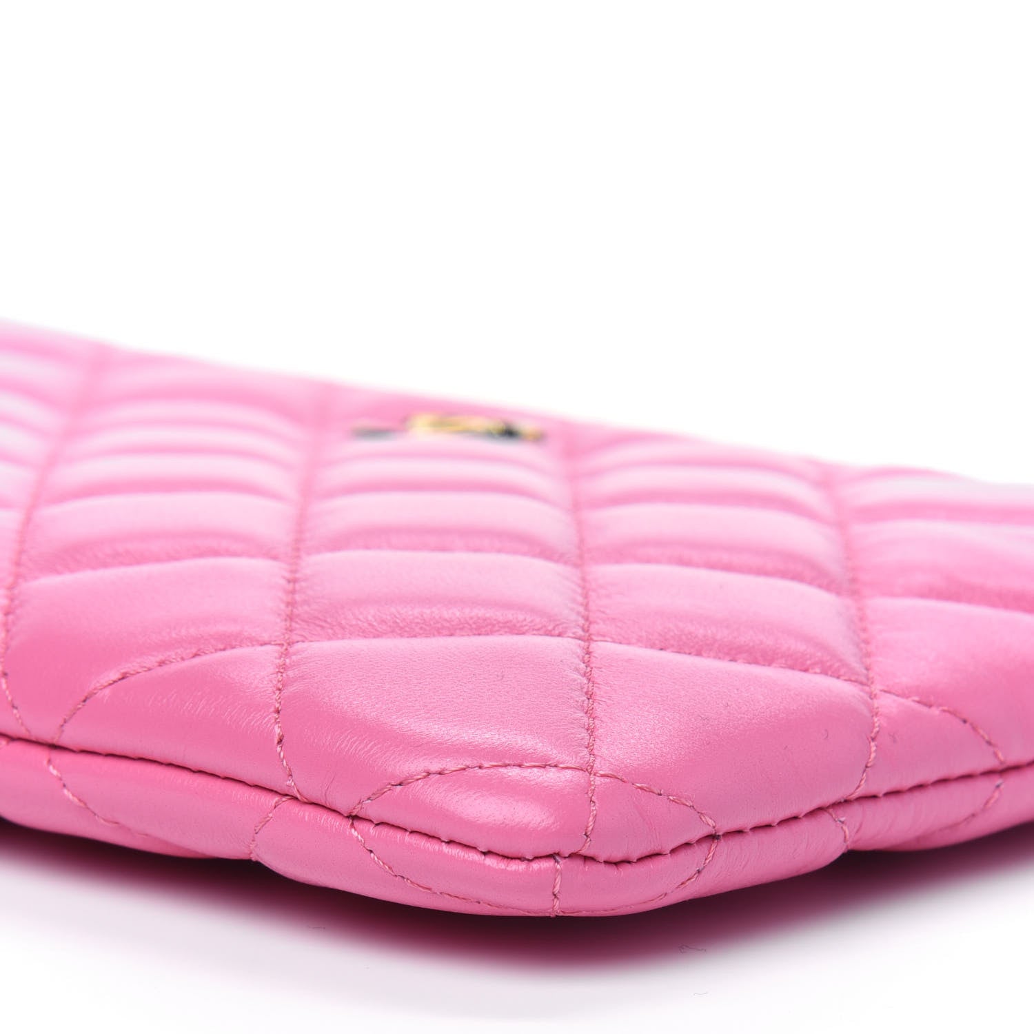 Chanel Lambskin Quilted Zipped Pouch Pink Yellow 11 of 13