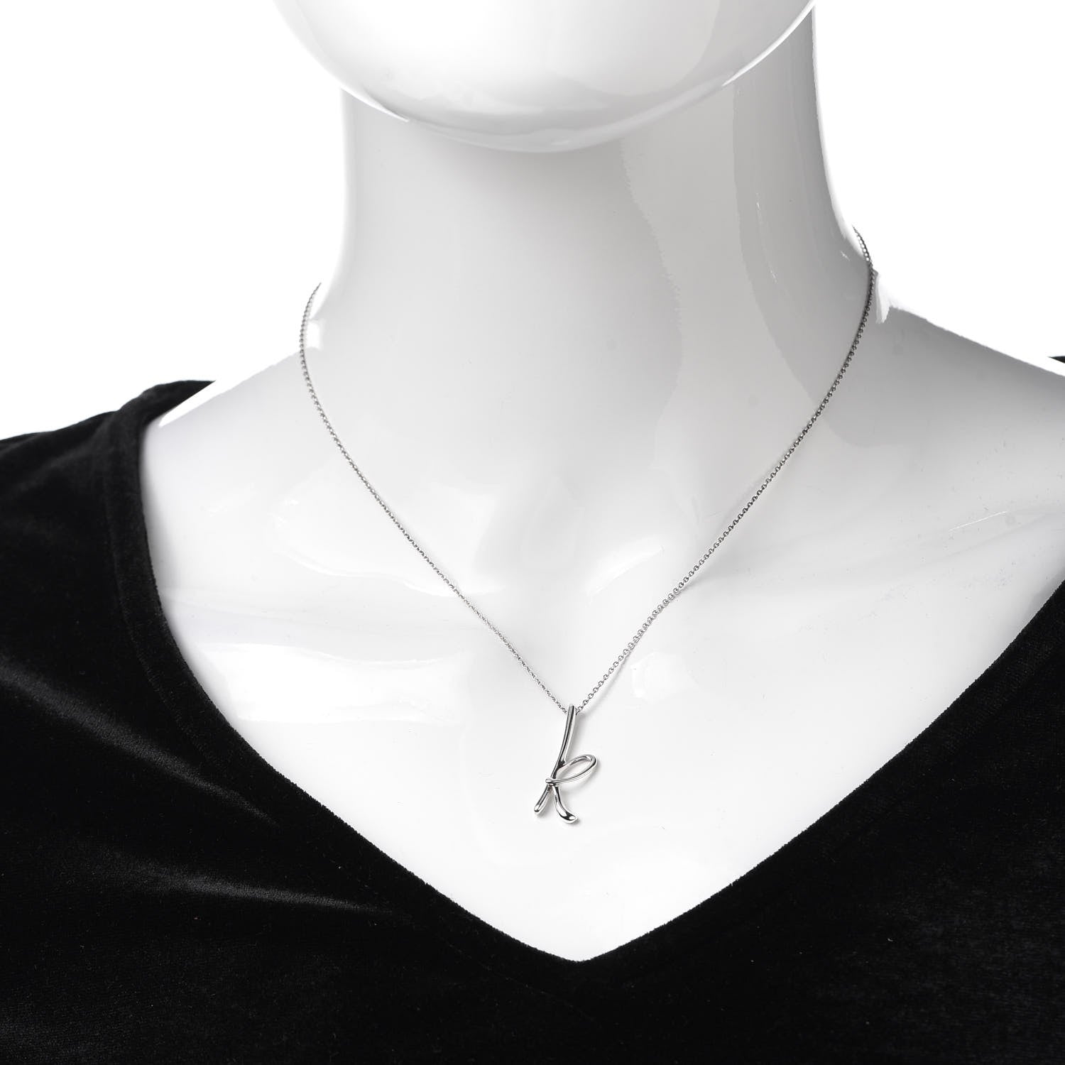 Tiffany Sterling Silver Elsa Peretti Letter K Pendant Necklace 2 of 4