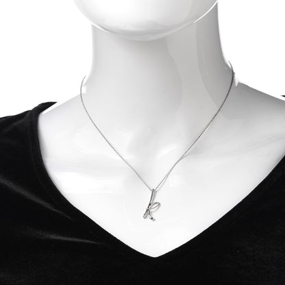 Tiffany Sterling Silver Elsa Peretti Letter K Pendant Necklace 2 of 4