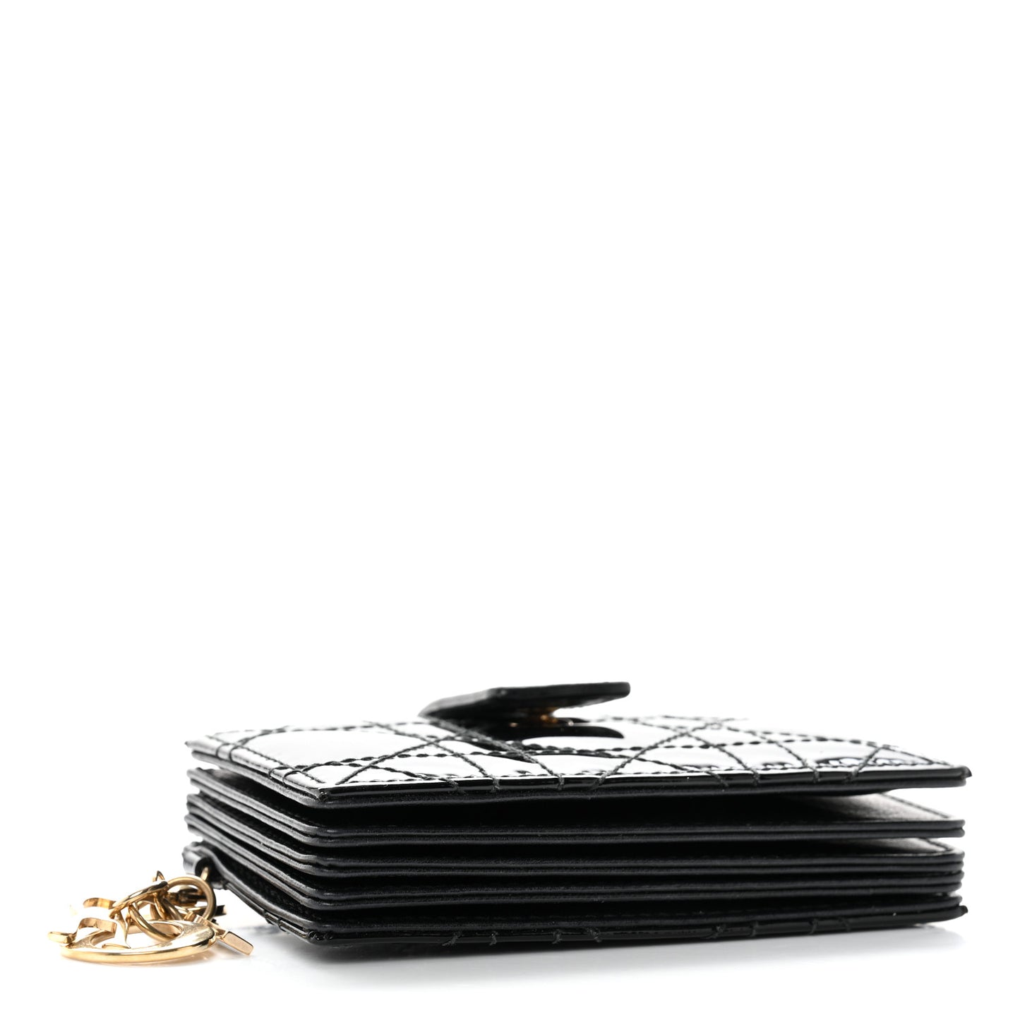 Patent Cannage Lady Dior 5-Gusset Card Holder Black