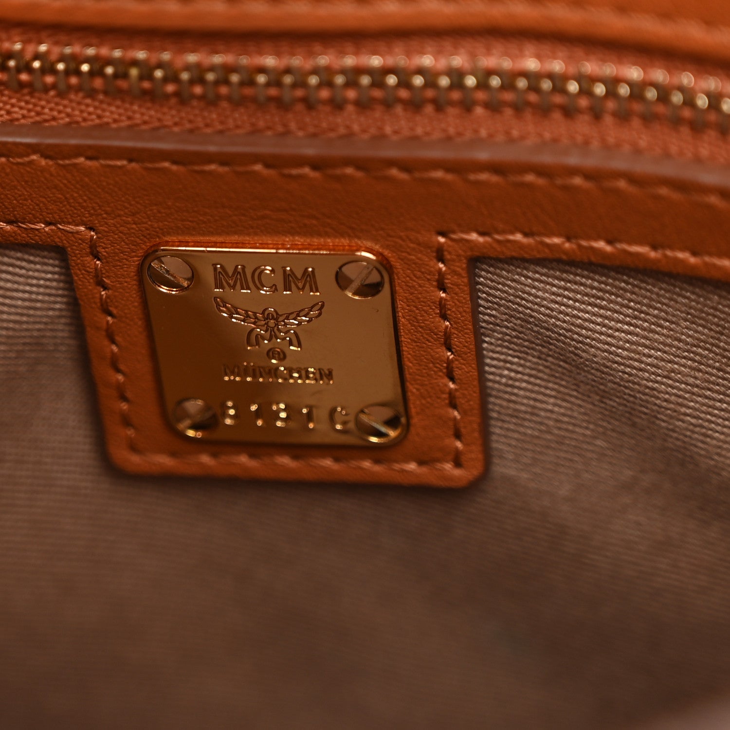 MCM Calfskin Ottomar Monogram Essential Bucket Bag Cognac 6 of 9