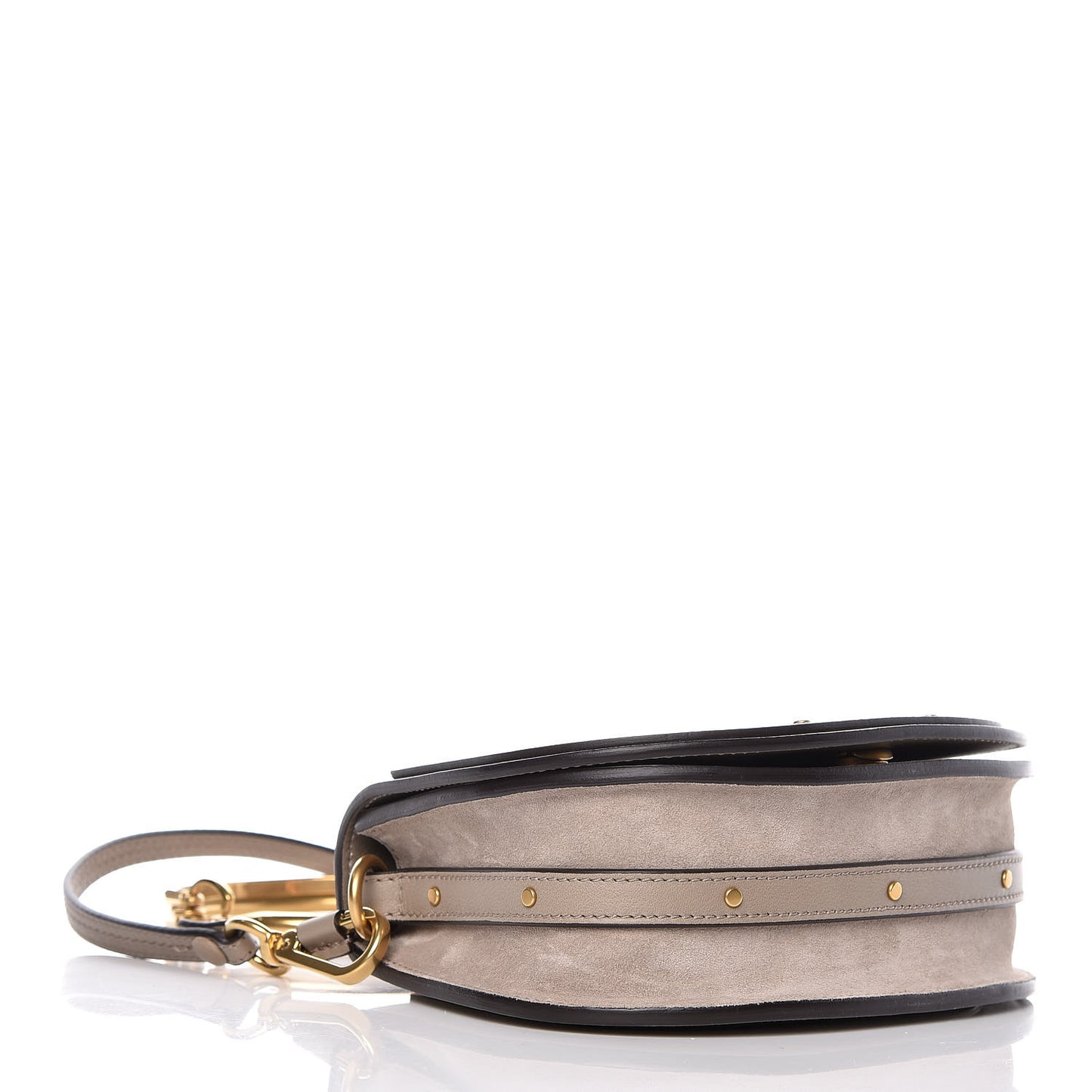 Calfskin Suede Small Nile Bracelet Bag Motty Grey