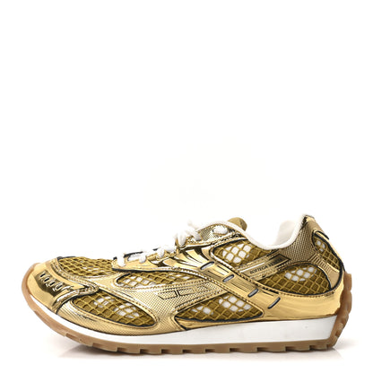 Bottega Veneta Calfskin Fishnet Fabric Orbit Sneakers 41 Gold White 1 of 9