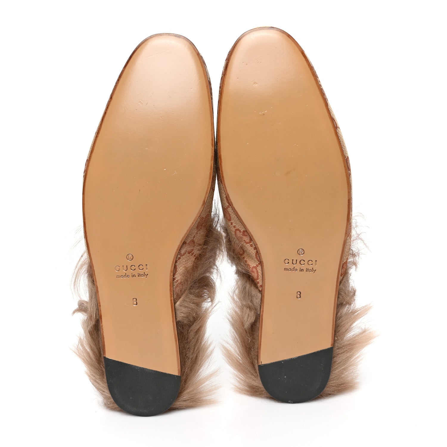 Gucci GG Monogram Fur Mens Princetown Slippers 8 Beige Ruggine Rust 5 of 8