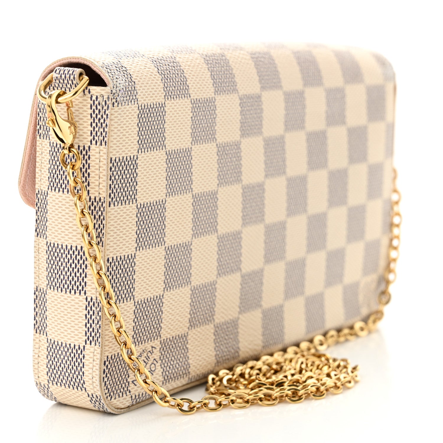 Louis Vuitton Damier Azur Pochette Felicie Chain Wallet Rose Ballerine 4 of 12
