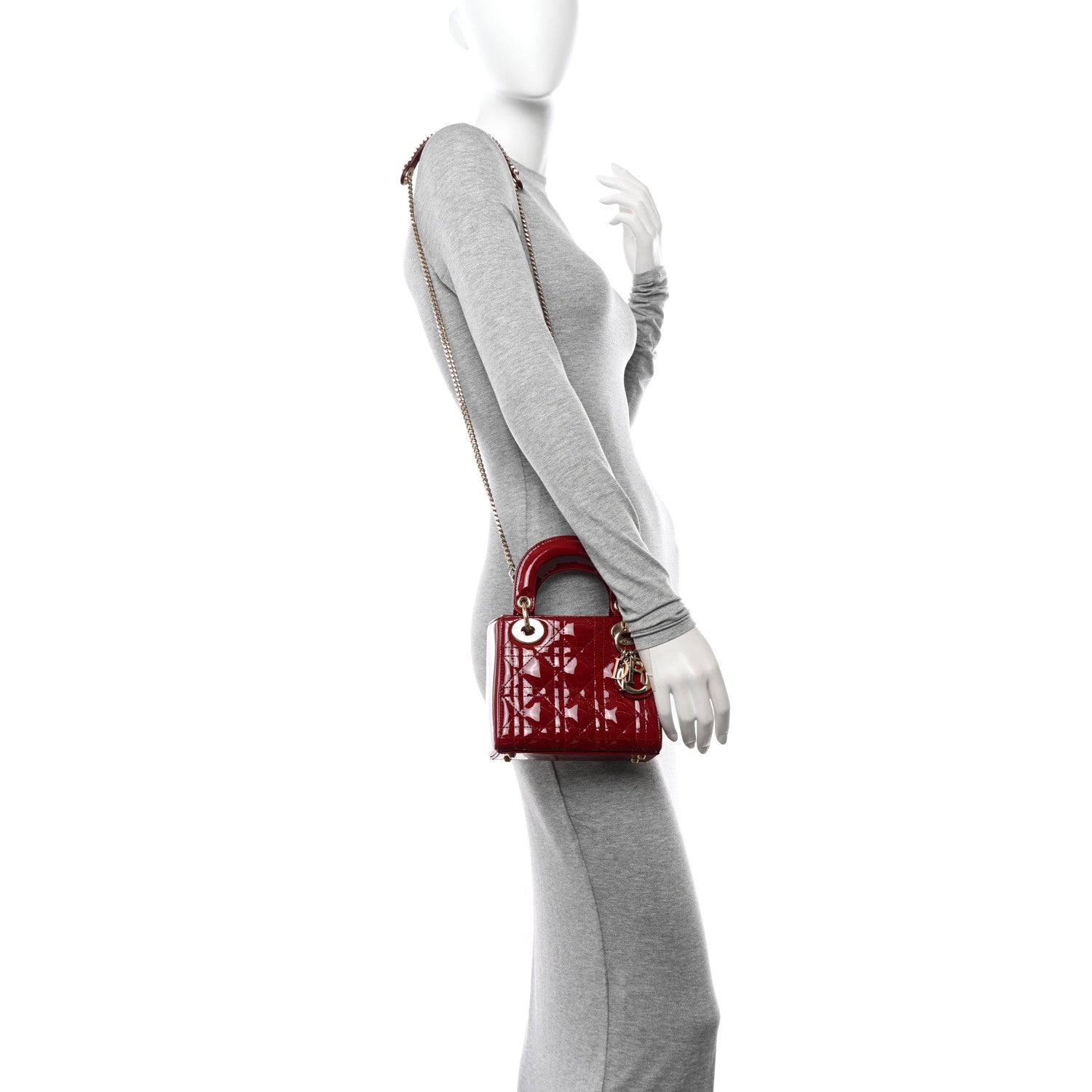 Christian Dior Patent Cannage Mini Lady Dior Red 3 of 10