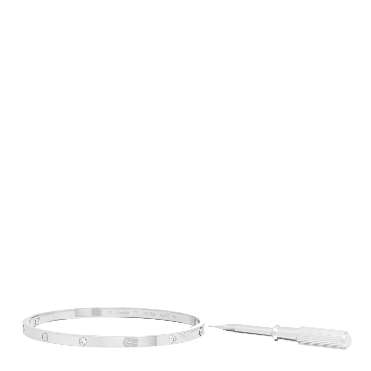 Cartier 18K White Gold 6 Diamond Small LOVE Bracelet 17 4 of 5