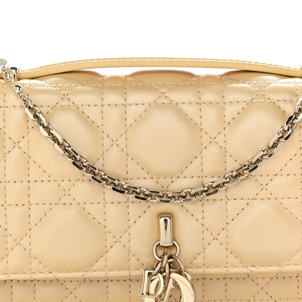 Metallic Lambskin Cannage Mini My Dior Bag Beige