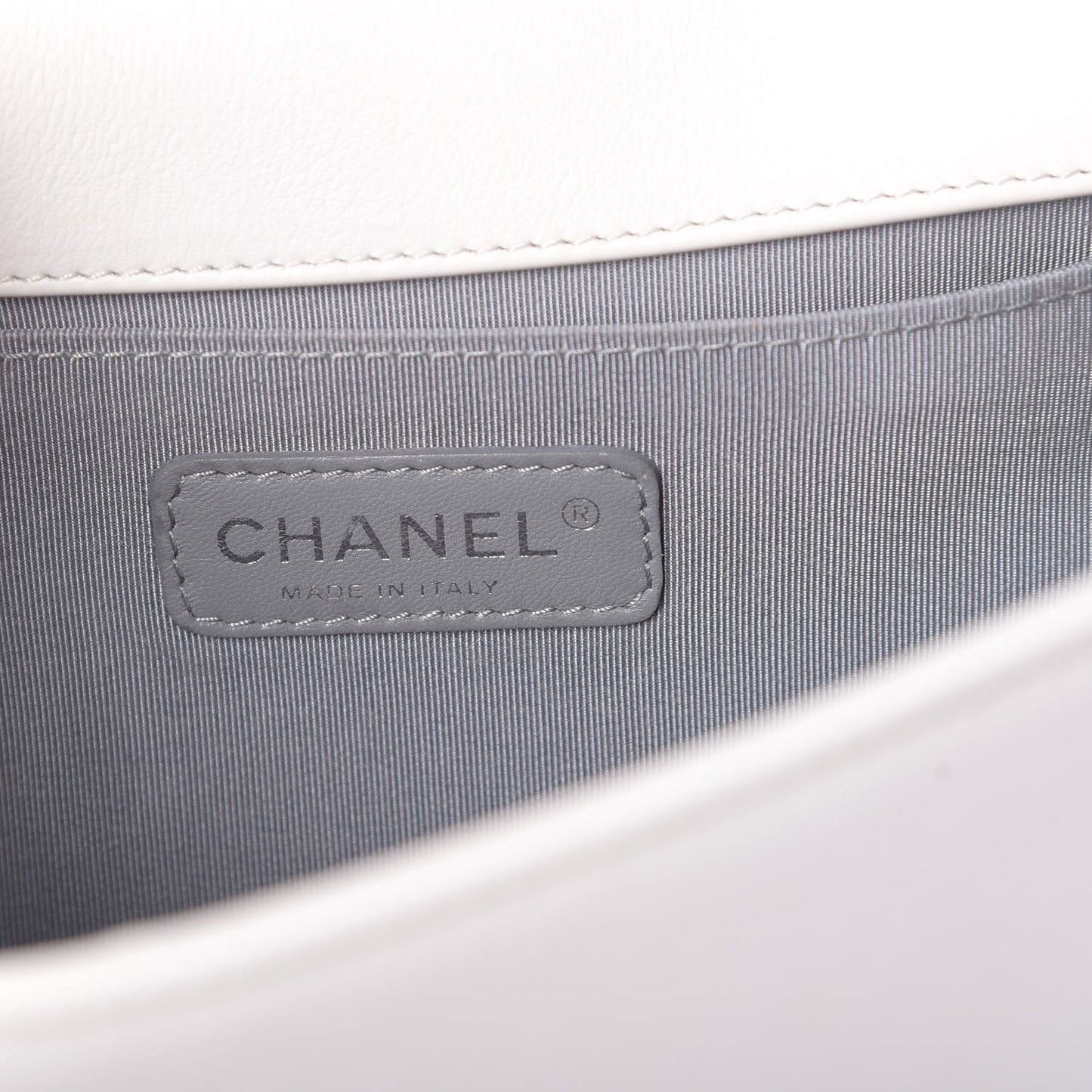 Calfskin Double Stitch Medium Boy Flap White