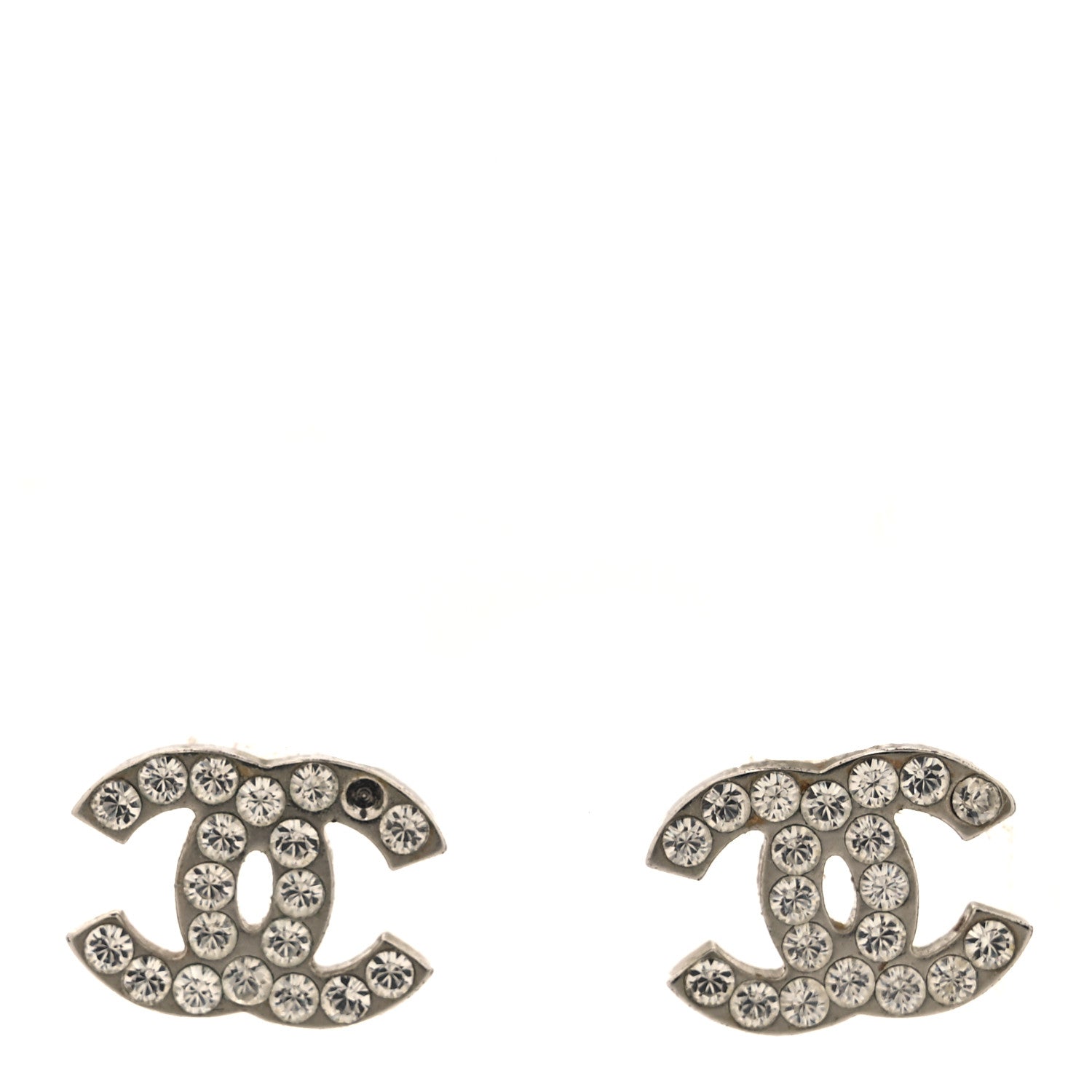 Chanel Crystal Mini CC Earrings Silver 5 of 5