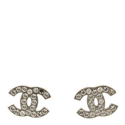 Chanel Crystal Mini CC Earrings Silver 5 of 5