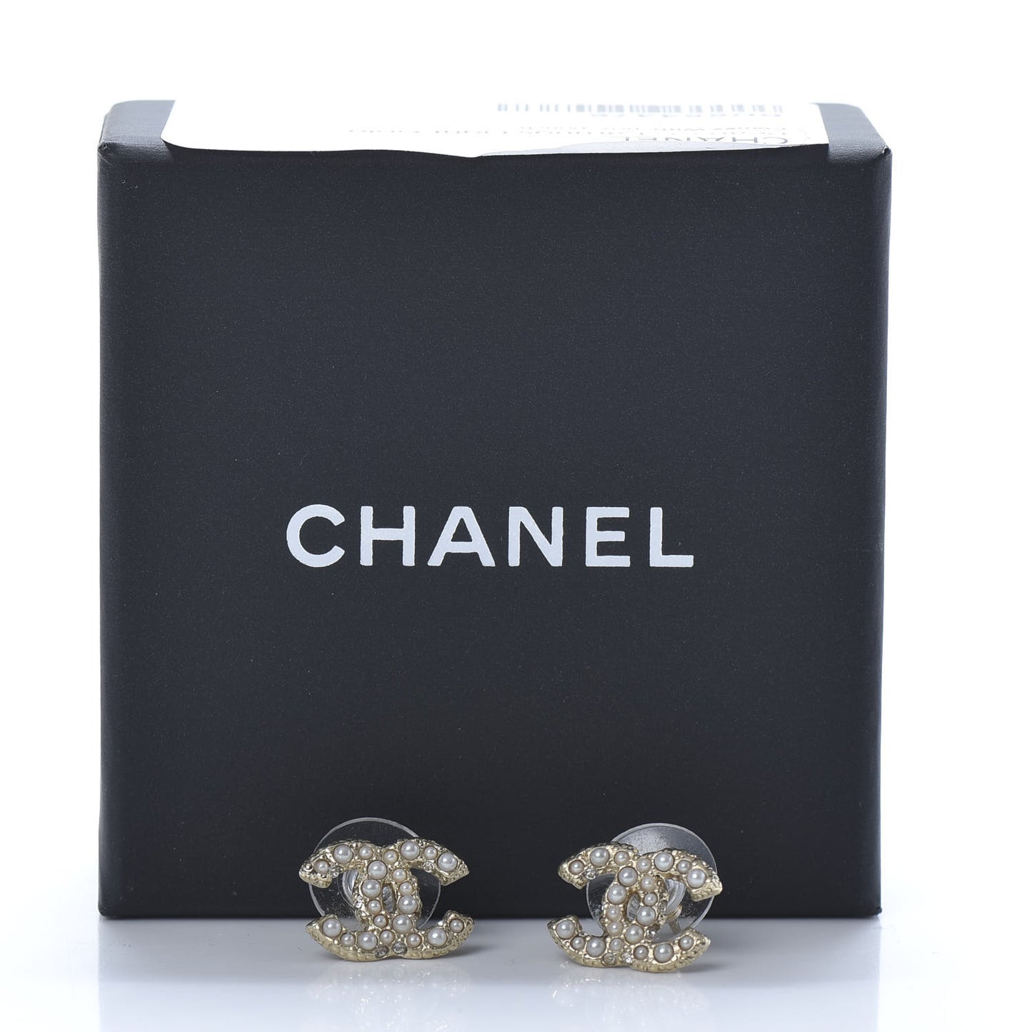 Pearl Crystal CC Earrings Light Gold
