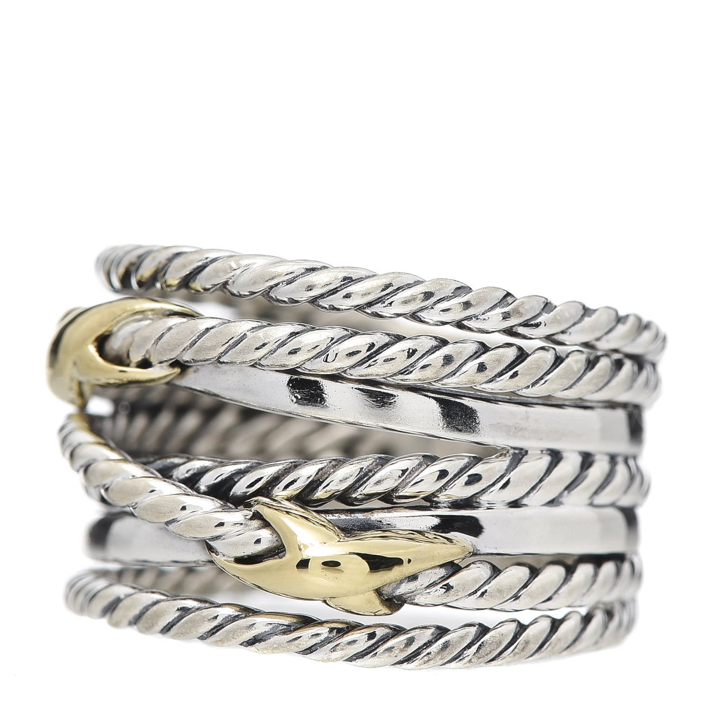 Sterling Silver 18K Yellow Gold Double X Crossover Ring 52 6