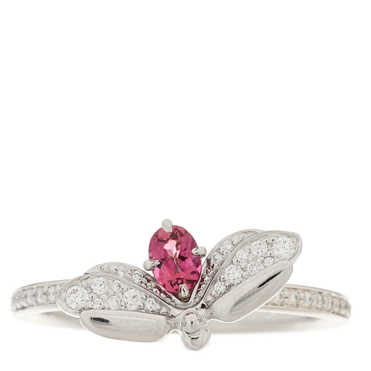 Platinum Diamond Rubellite Paper Flowers Firefly Ring 54 7