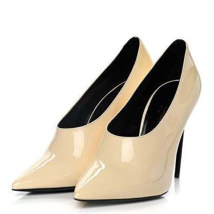 Saint Laurent Patent Calfskin Teddy High Vamp 105 Pumps 37.5 White 3 of 17