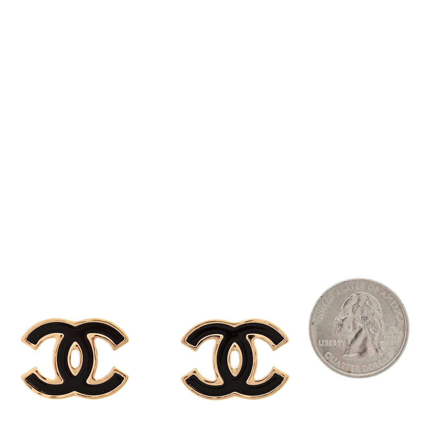 Chanel Metal Enamel CC Earrings Black Gold 2 of 4
