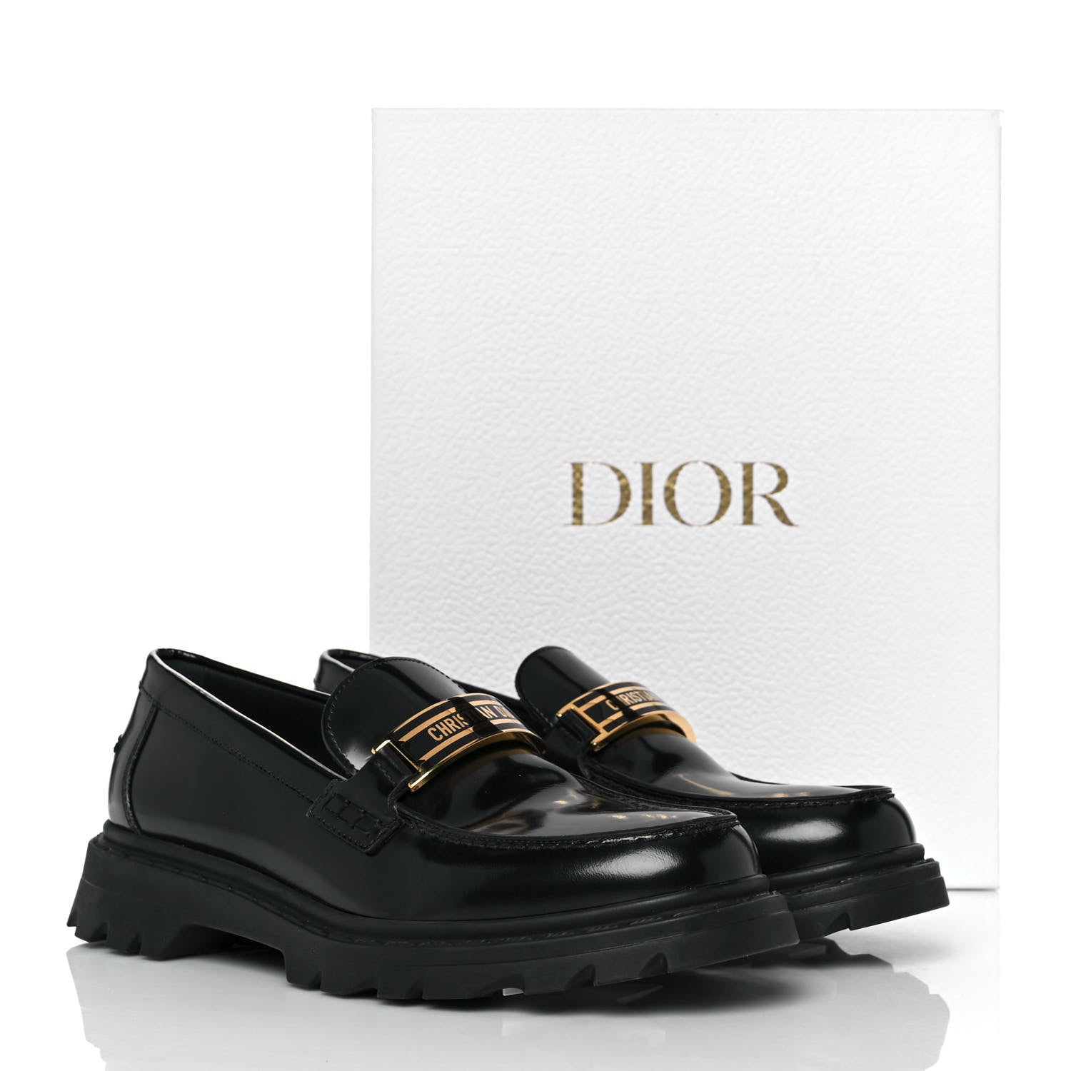 Christian Dior Brushed Calfskin Dior Code Lug Sole 15mm Loafers 38 Black 9 of 9