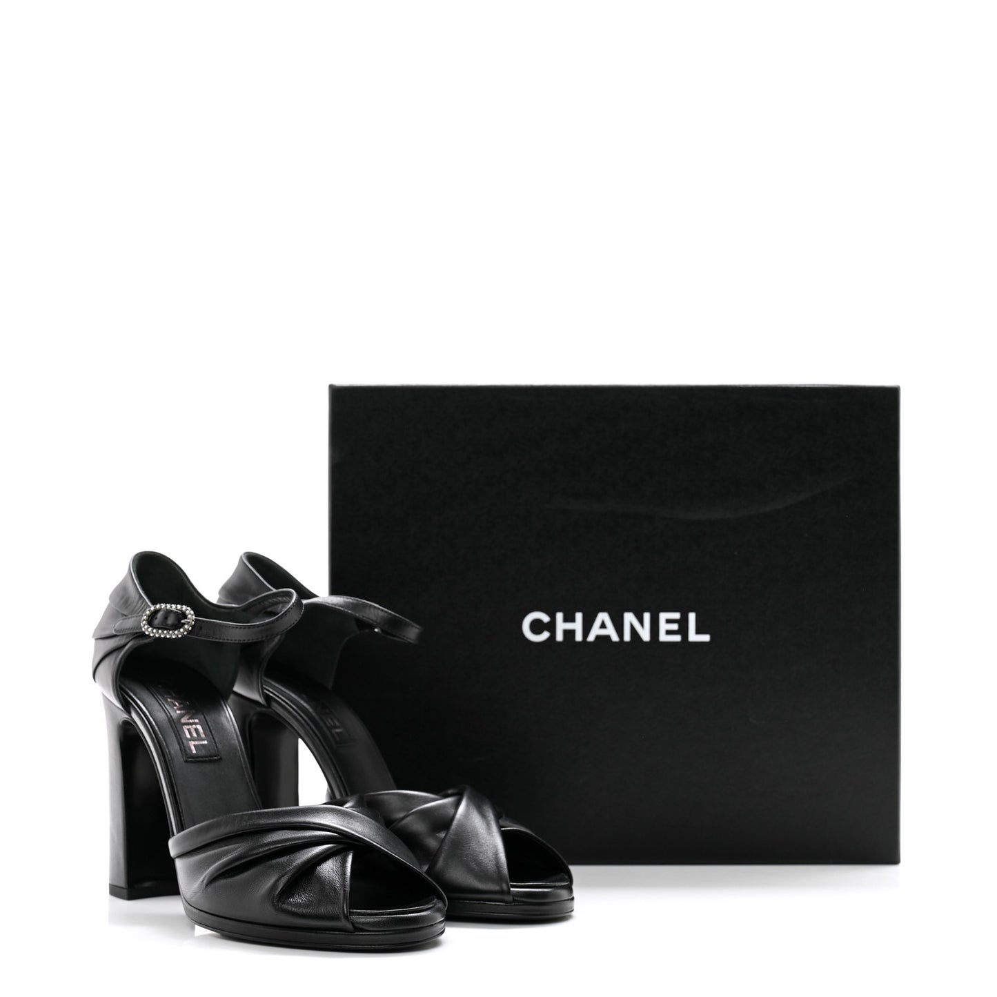Lambskin Pearl CC Sandals 40 Black