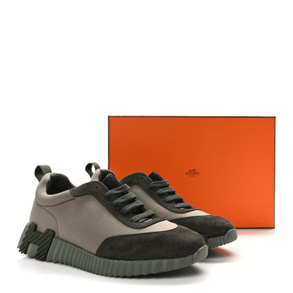 Hermes Technical Jersey Goatskin Suede Goatskin Bouncing Sneakers 39 Vert Toundra Vert Foret 9 of 9