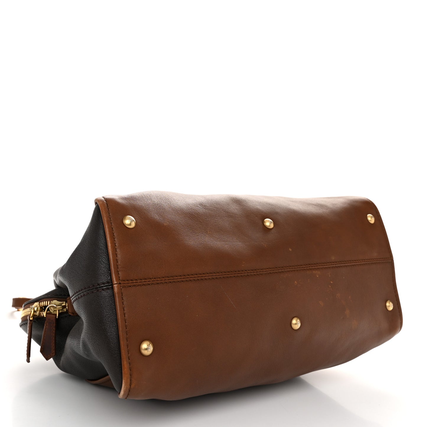 Capra Vitello Saddle Colorblock Large Chameleon Tote Moro Biscotto