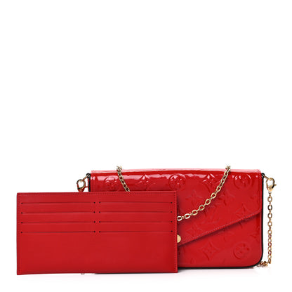 Louis Vuitton Vernis Felicie Pochette Chain Wallet Cherry 1 of 7