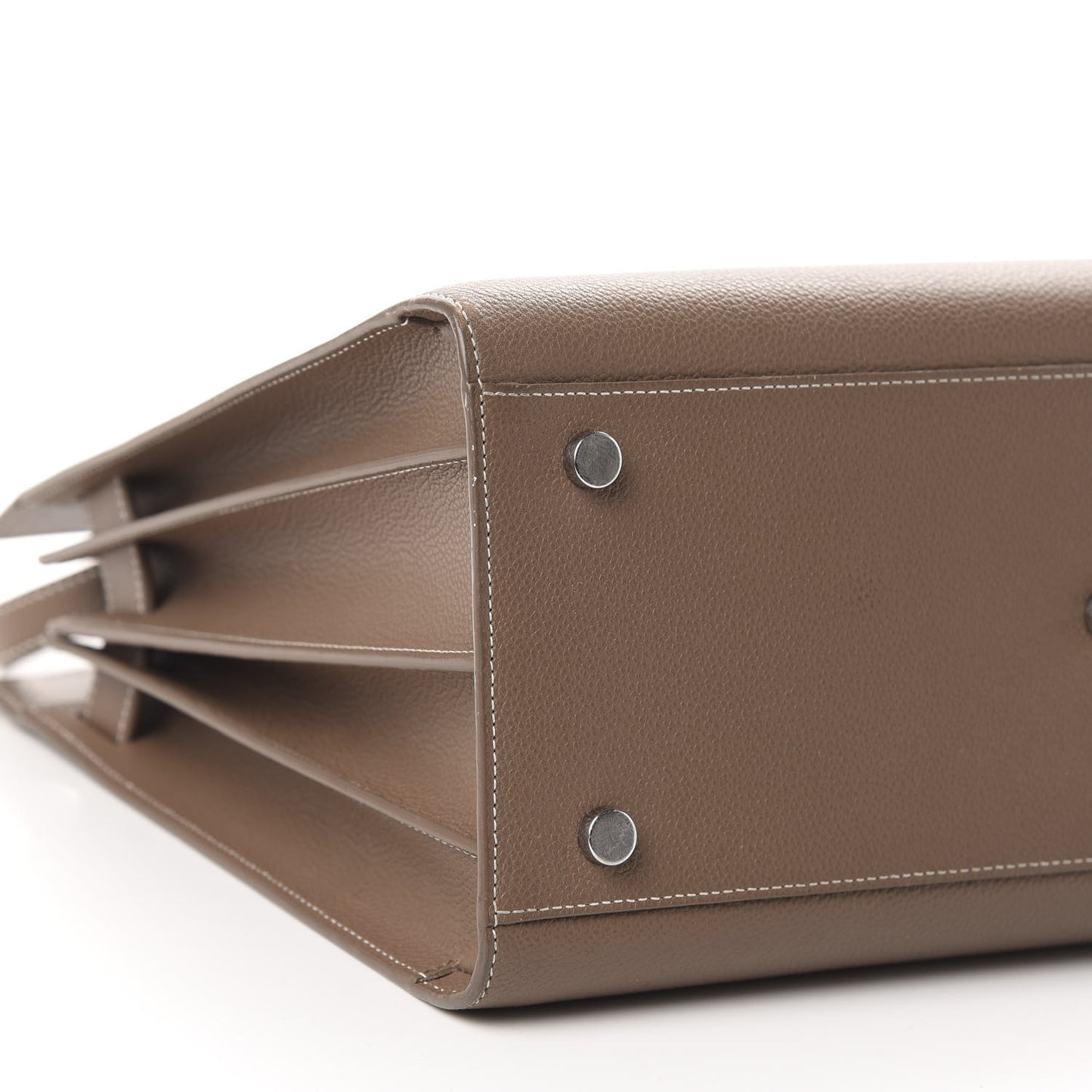 Grained Calfskin Topstitch Small Classic Sac De Jour Taupe
