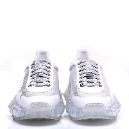 Jimmy Choo Metallic Calfskin Womens Diamond F Low Top Sneaker 38 White Silver 2 of 10