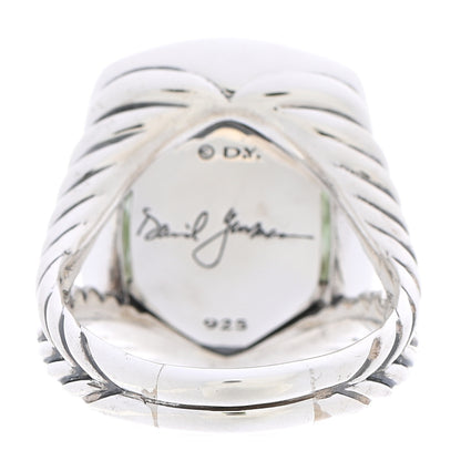 David Yurman Sterling Silver Diamond Prasiolite 20mm Ring 61 9.75 4 of 6