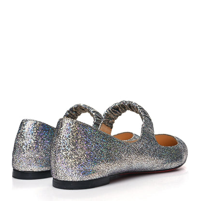 Christian Louboutin Nappa Mica Gil Mary Jane Ballet Flats 38.5 Silver 4 of 7