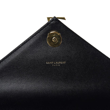 Saint Laurent Grain De Poudre Matelasse Chevron Large Monogram Satchel Black 8 of 8