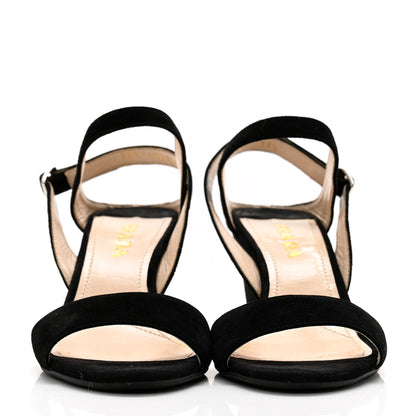 Prada Velvet Platform Sandals 37.5 Black 2 of 11
