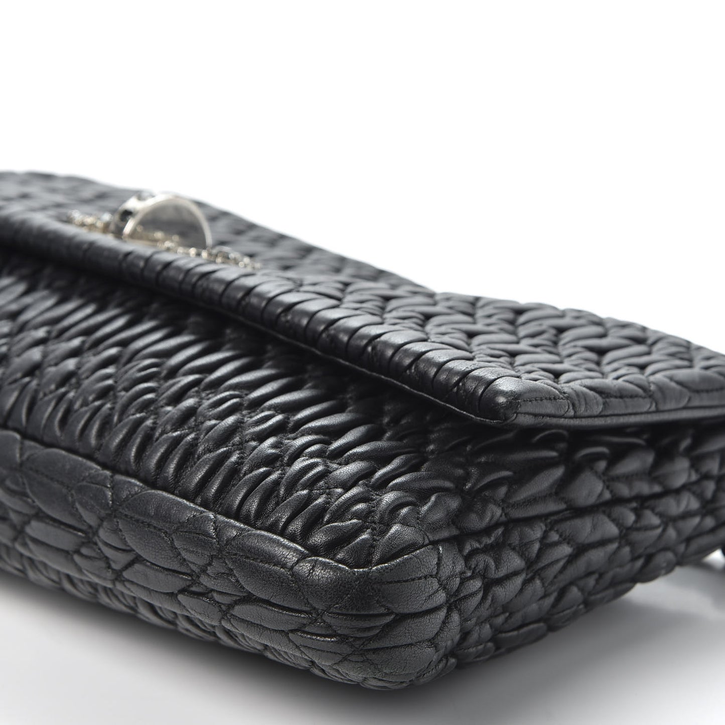 Nappa Matelasse Crystal Flap Clutch Black