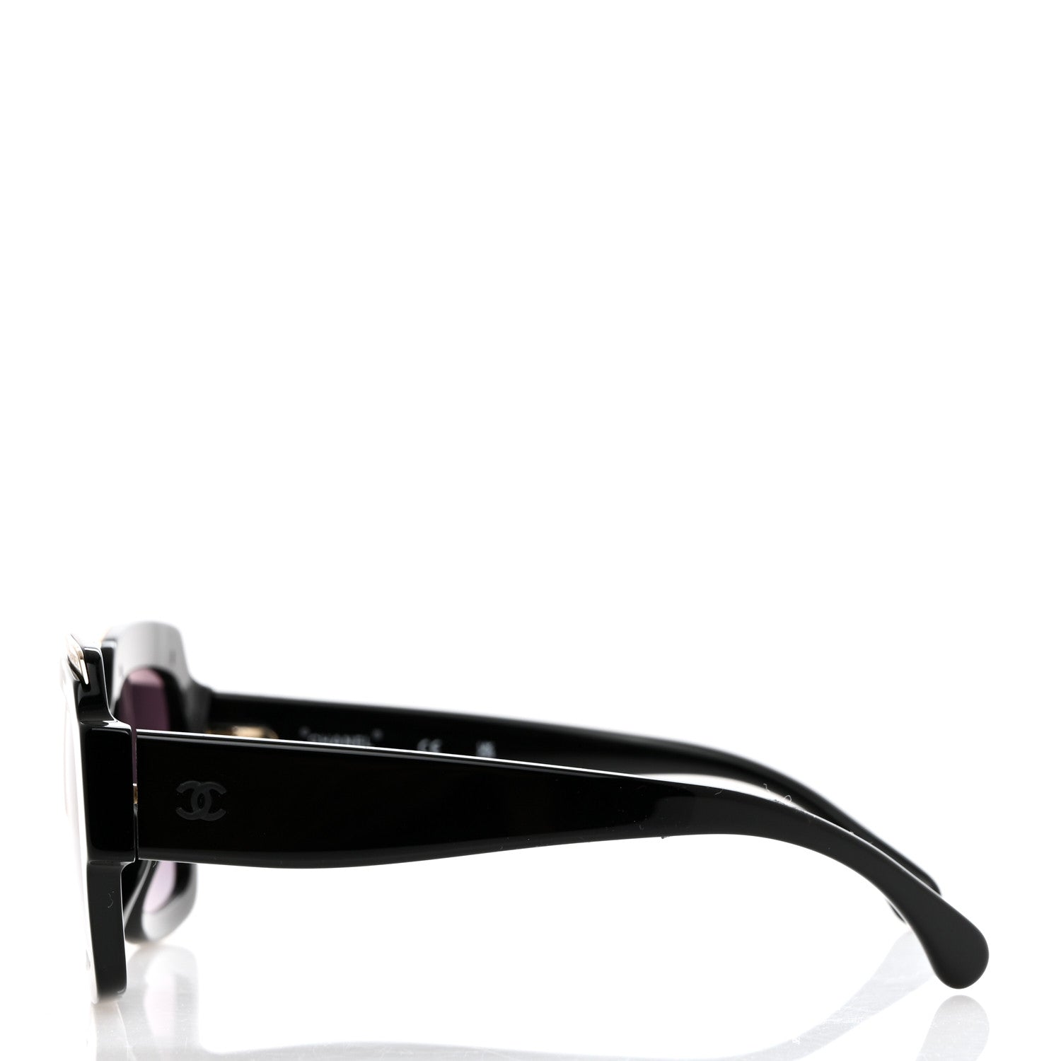 Chanel Acetate Rectangle Logo Sunglasses 71506A Black Gold 3 of 8