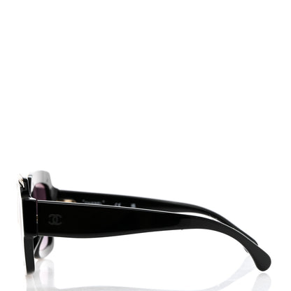 Chanel Acetate Rectangle Logo Sunglasses 71506A Black Gold 3 of 8