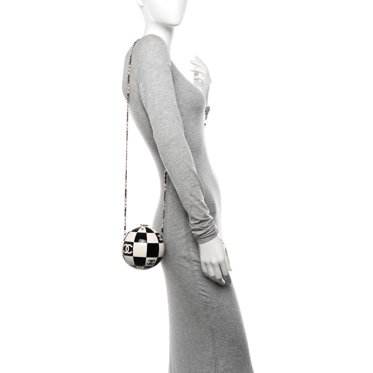 Chanel Resin Enamel CC Round Minaudiere Clutch Black White 2 of 12