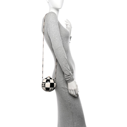 Chanel Resin Enamel CC Round Minaudiere Clutch Black White 2 of 12