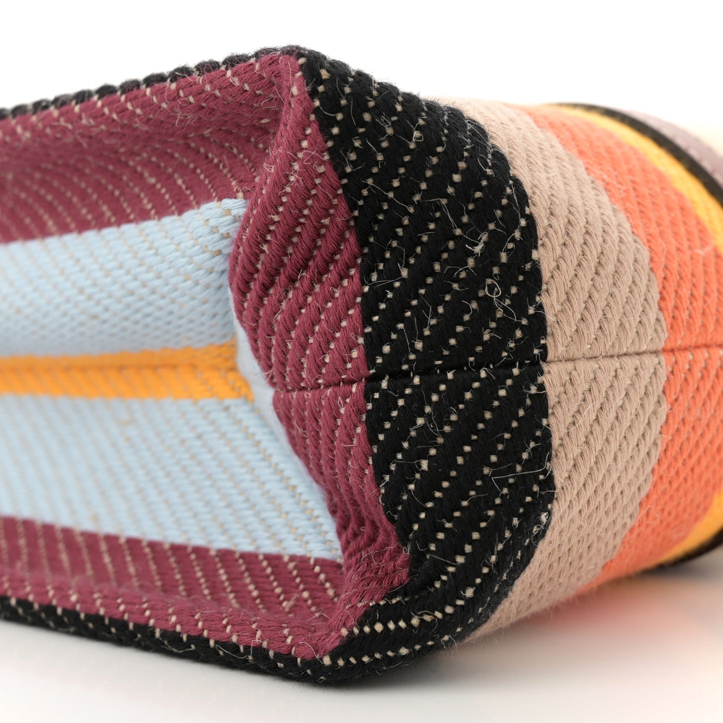 Cotton Calfskin Large Woody Striped Tote Multicolor