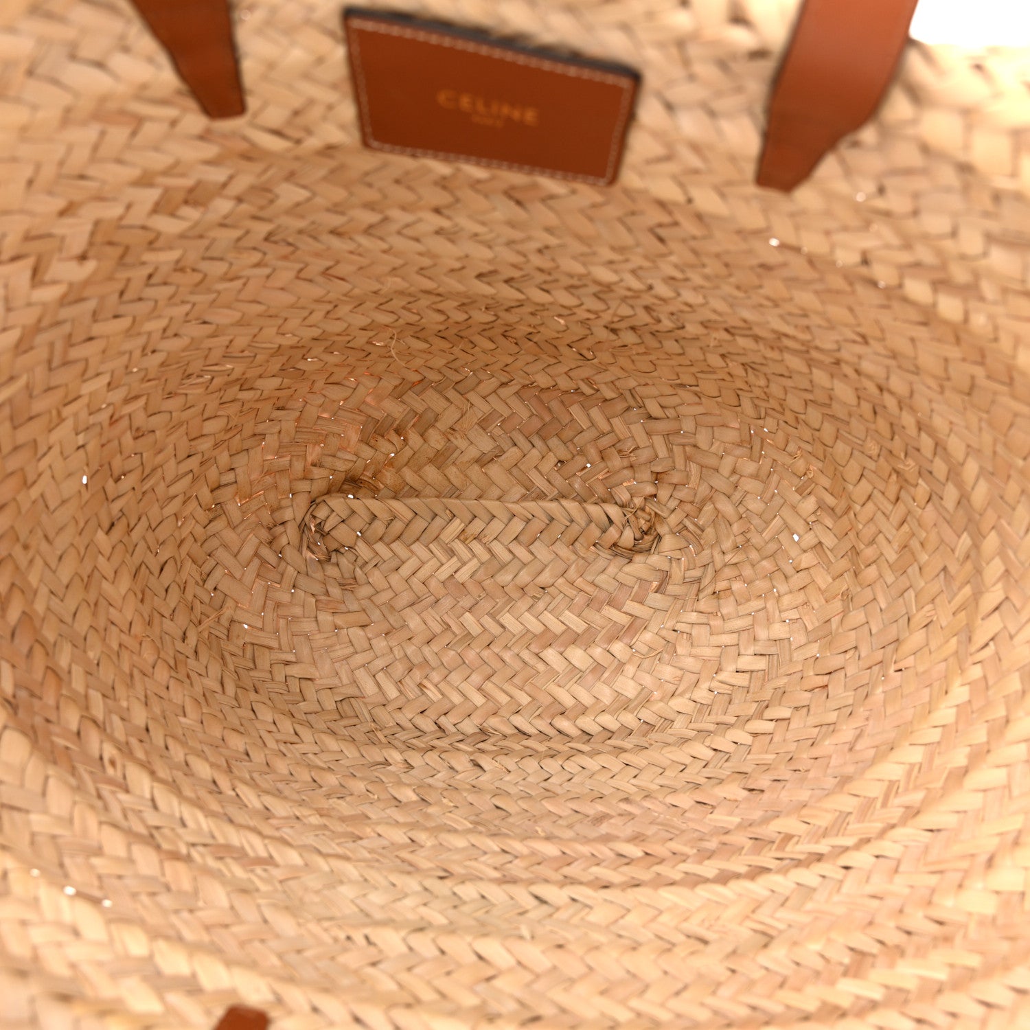Celine Raffia Calfskin Triomphe Medium Panier Tan 5 of 12