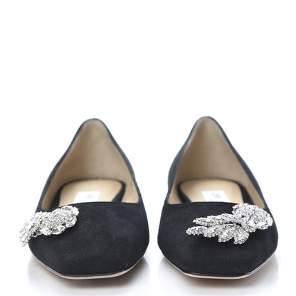 Jimmy Choo Suede Crystal Mirele Ballet Flat 37 Black 2 of 12
