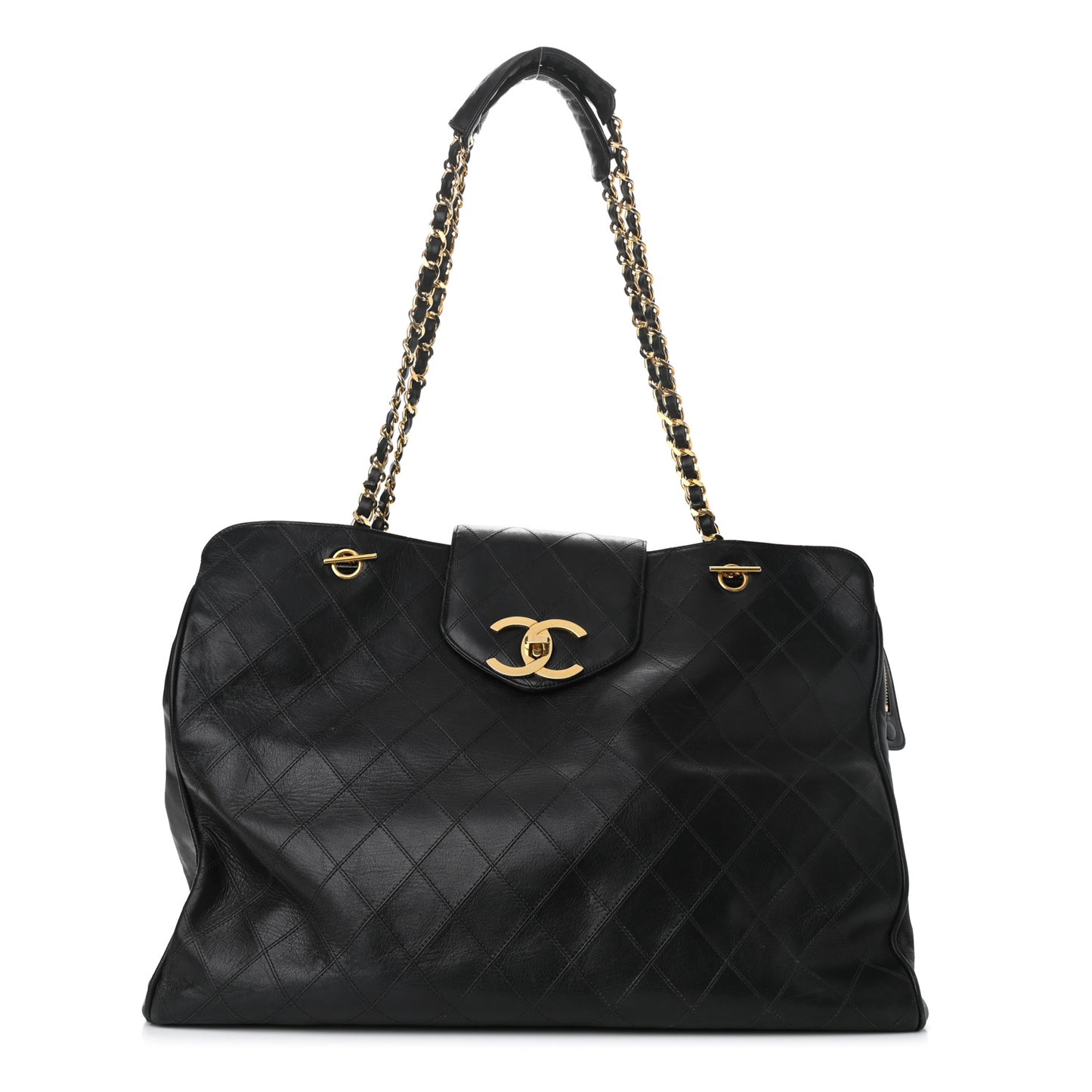 Calfskin Stitched XL Weekender Black