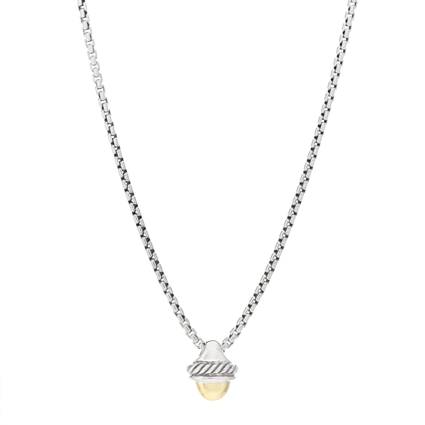 Sterling Silver 14K Yellow Gold Acorn Pendant Necklace