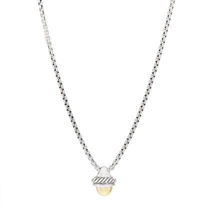 David Yurman Sterling Silver 14K Yellow Gold Acorn Pendant Necklace 1 of 3
